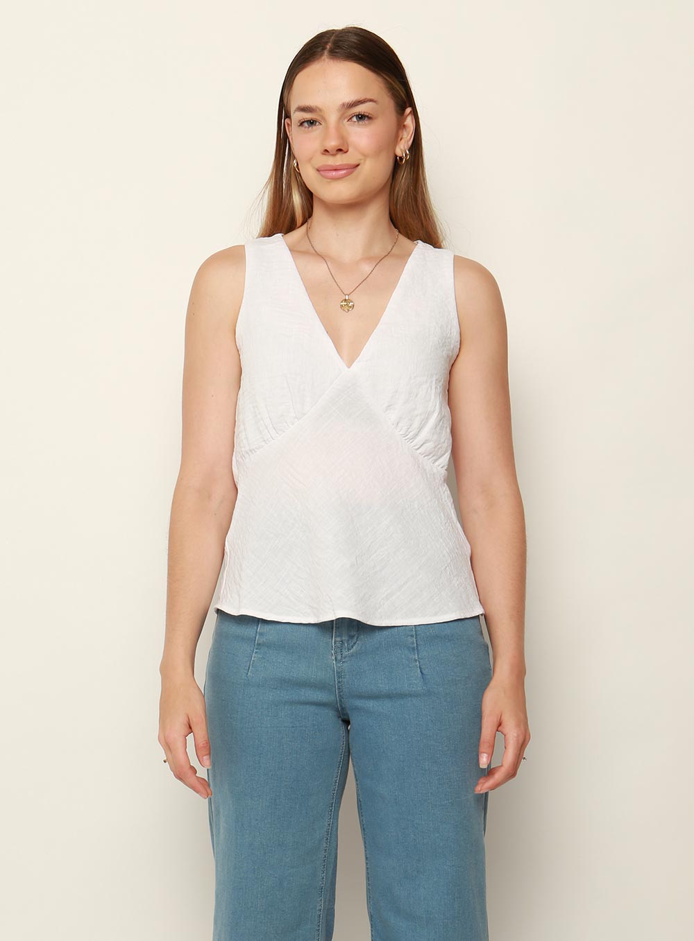 Selina V-neck Top-White