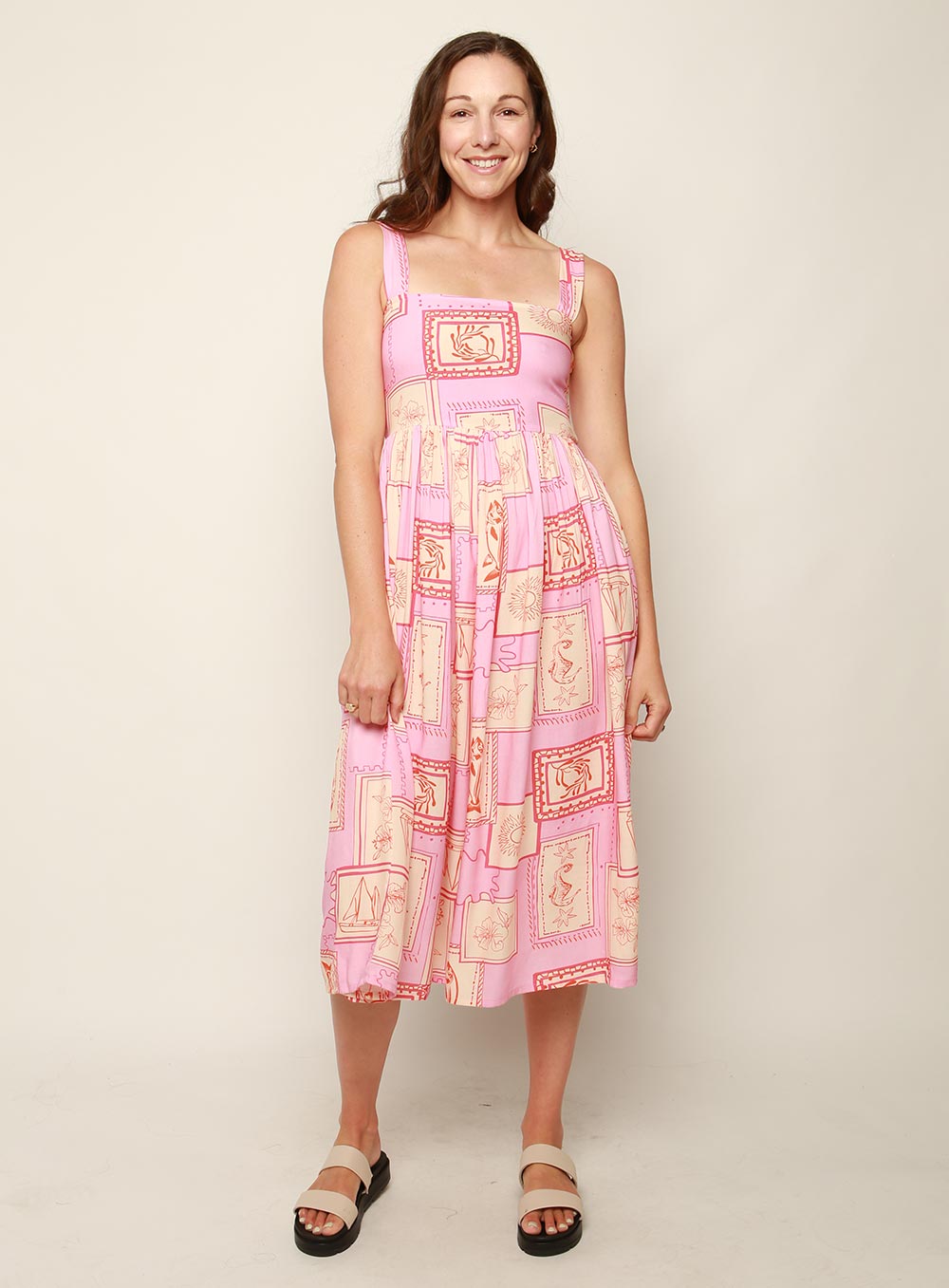 Sophie Midi Dress-PINK