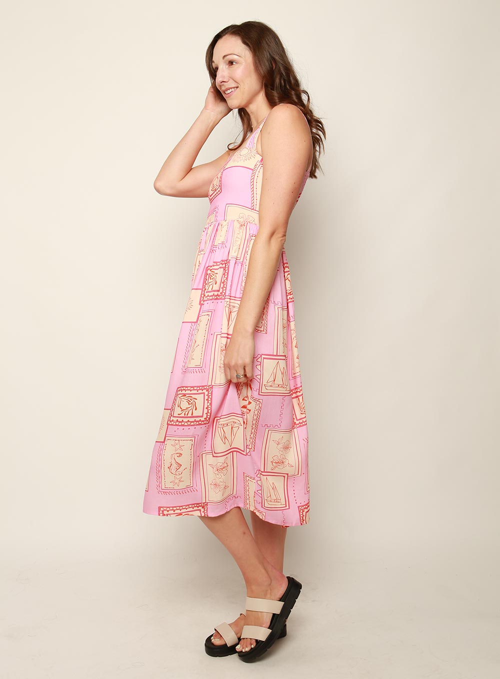 Sophie Midi Dress-PINK