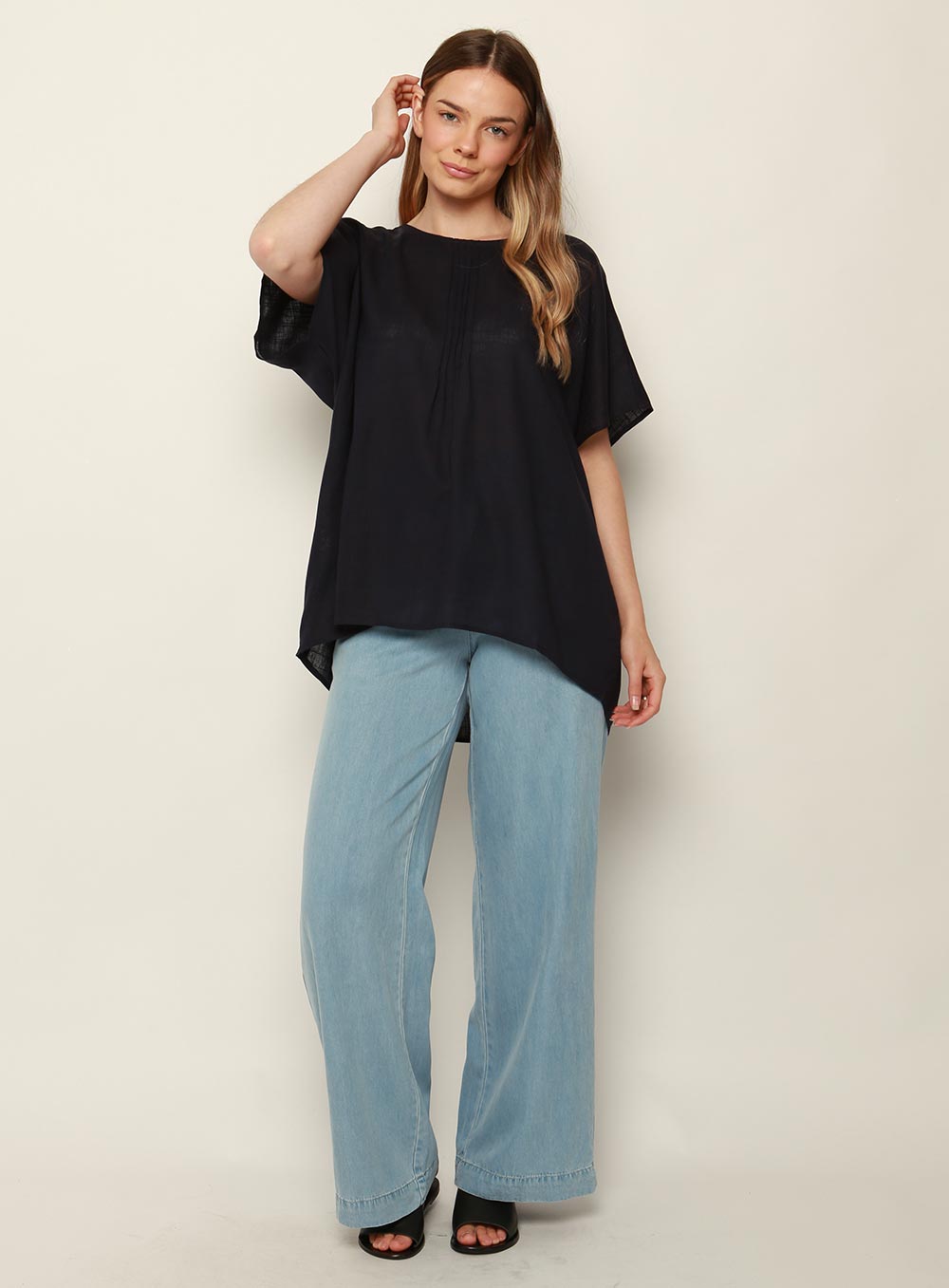 Stacey Short Sleeve Top-NAVY