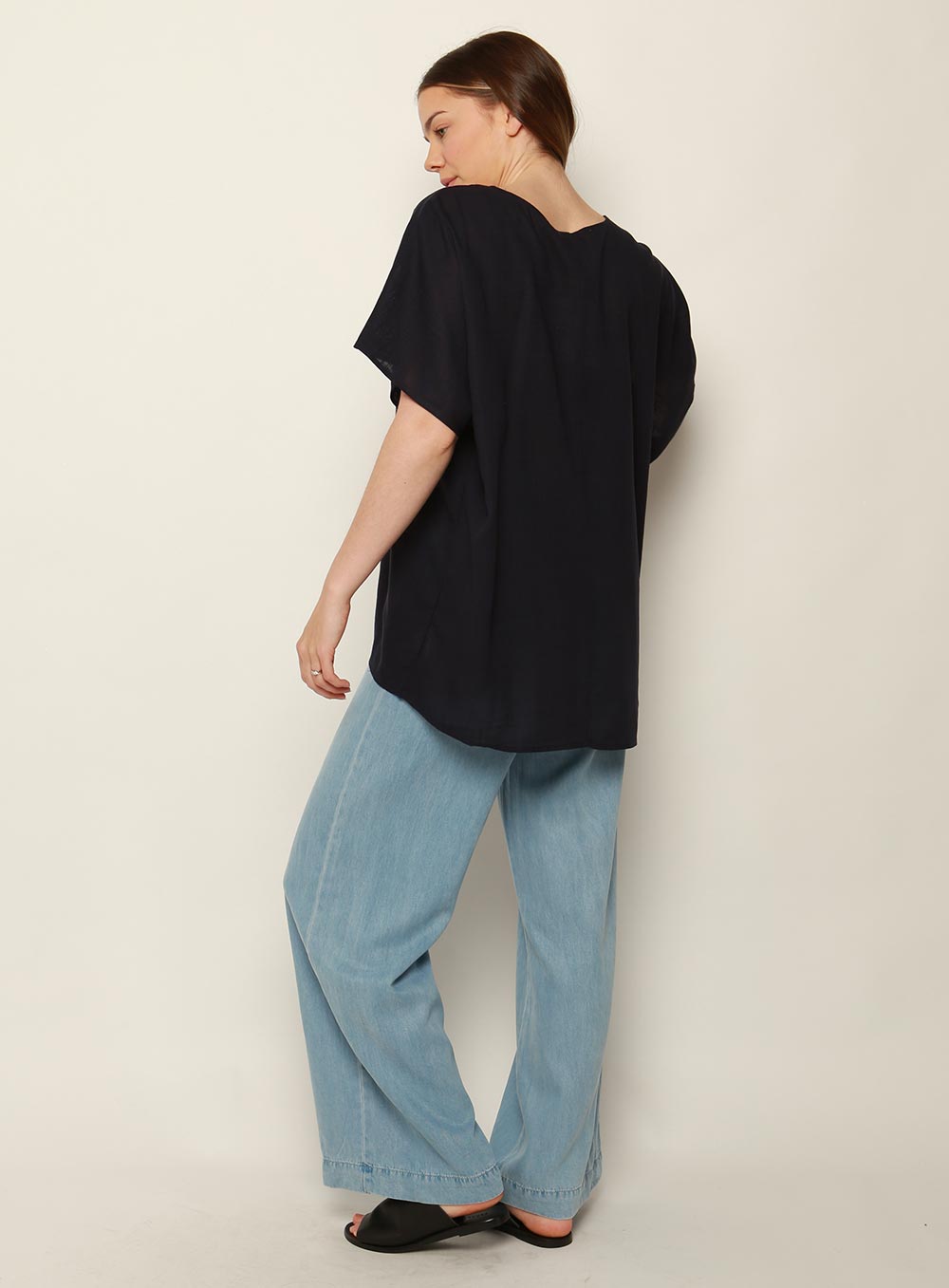 Stacey Short Sleeve Top-NAVY