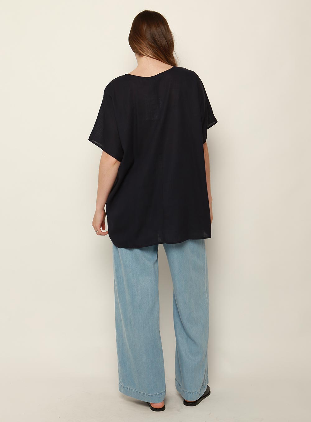 Stacey Short Sleeve Top-NAVY