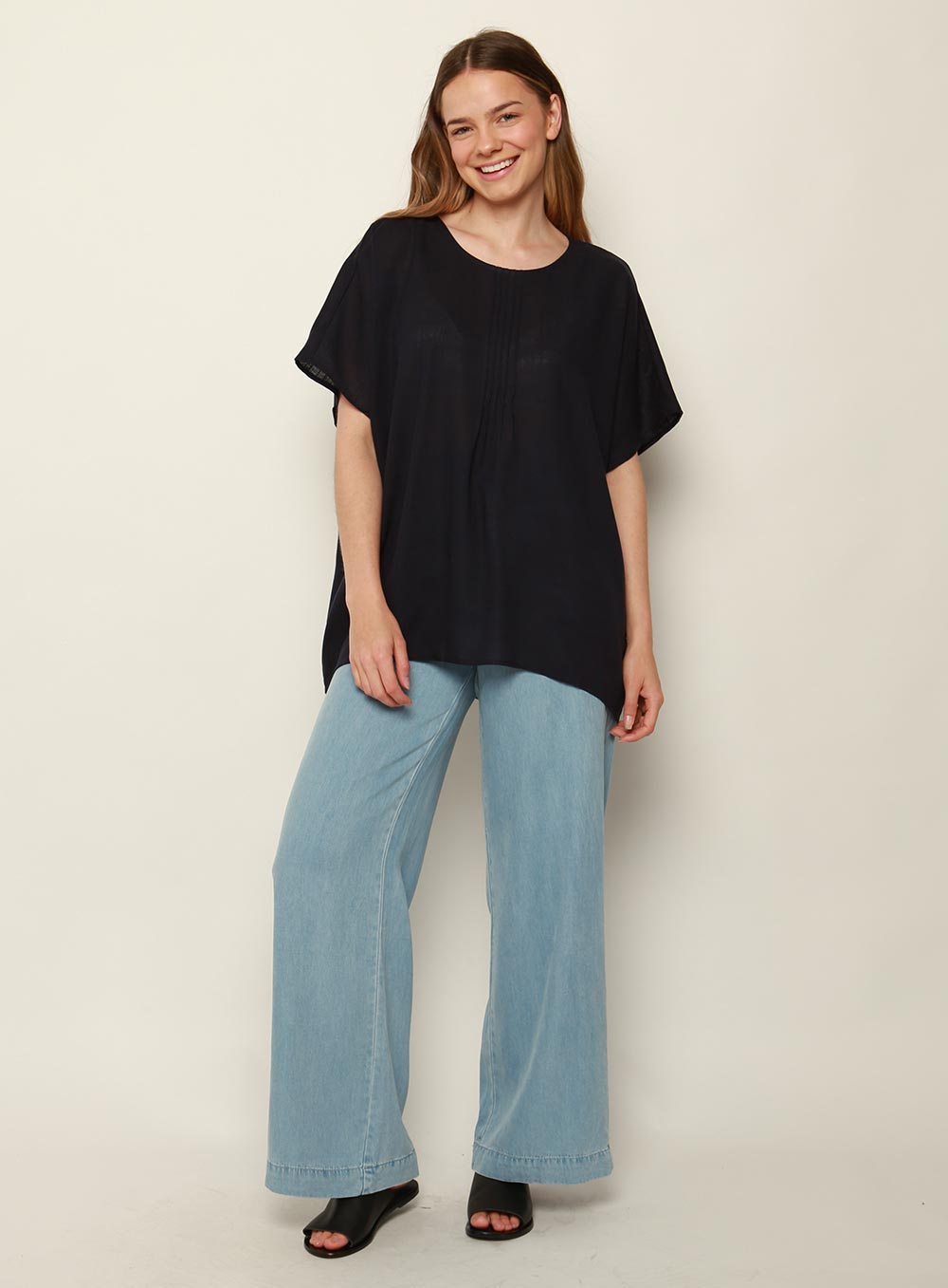 Stacey Short Sleeve Top-NAVY