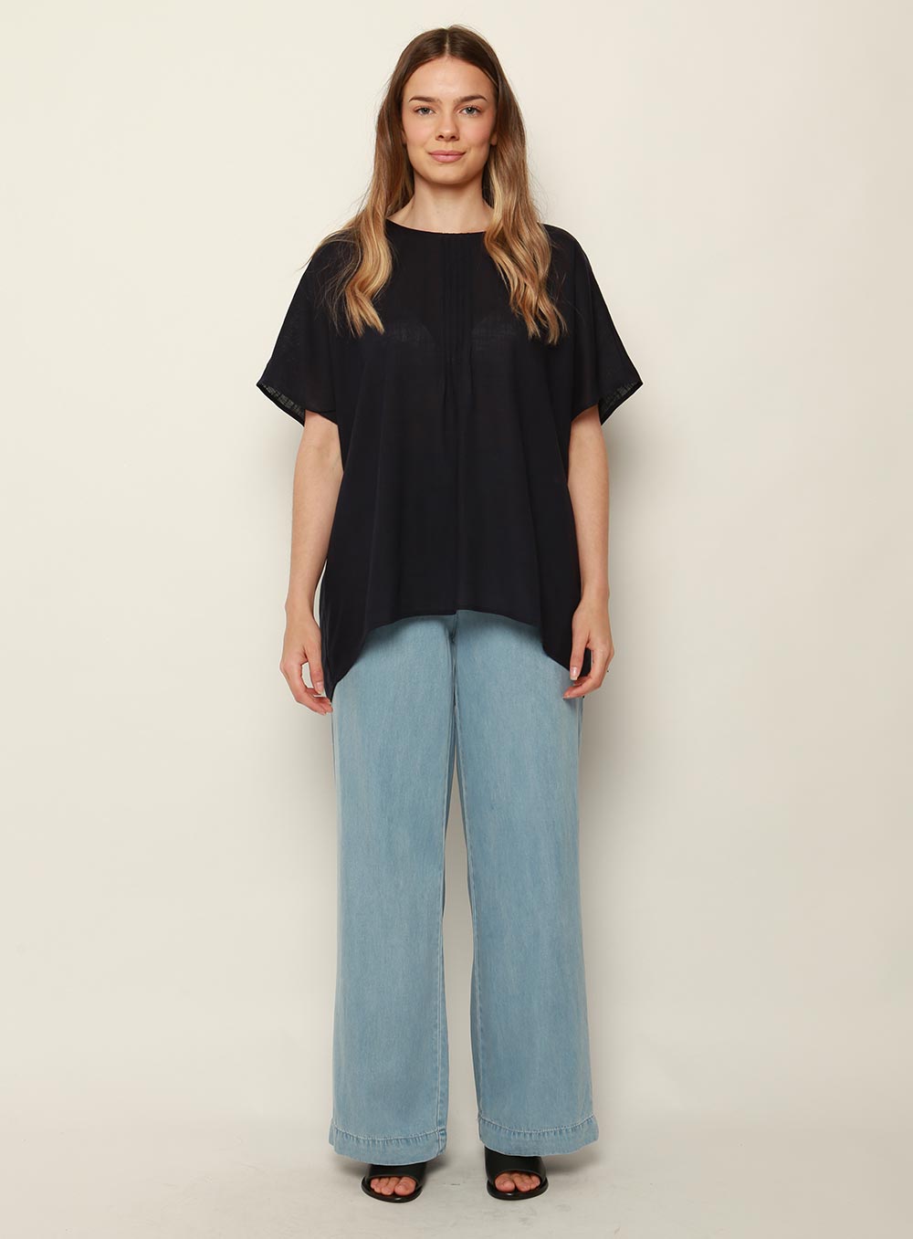 Stacey Short Sleeve Top-NAVY