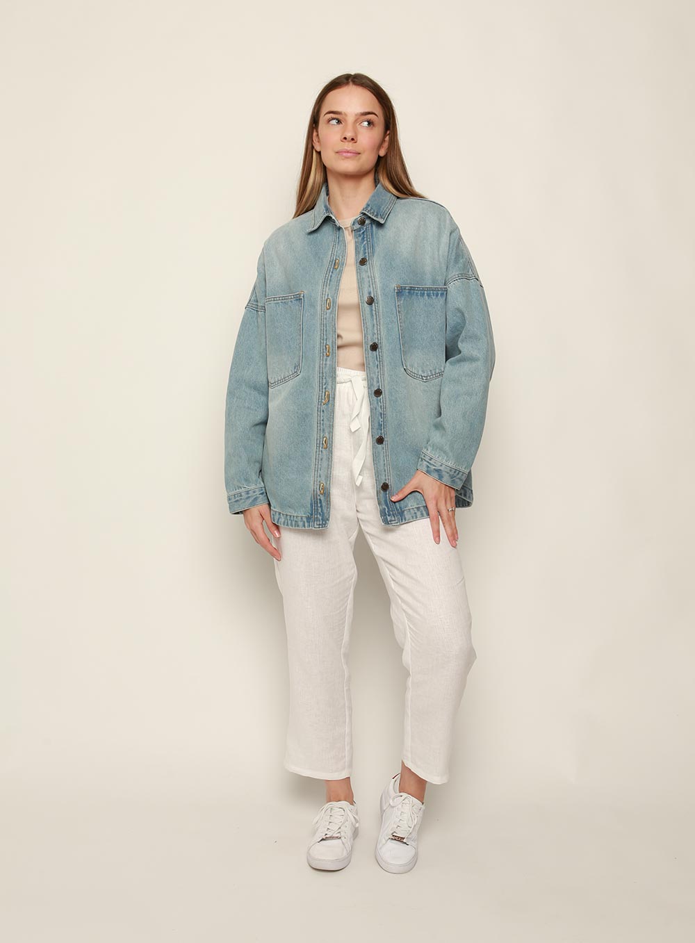 Wake Up Denim Jacket-MID BLUE