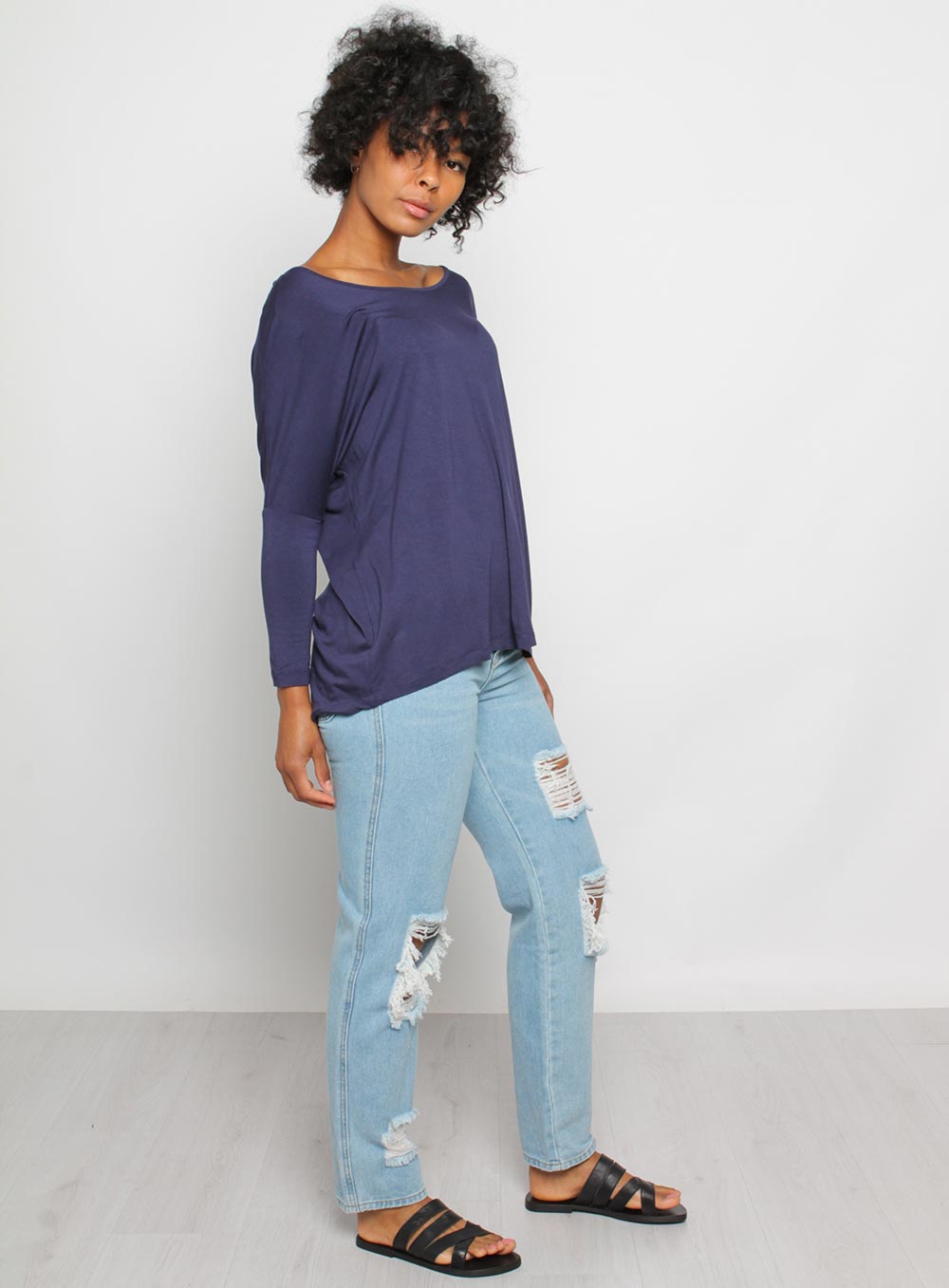 Denim 3/4 sleeve outlet shirt